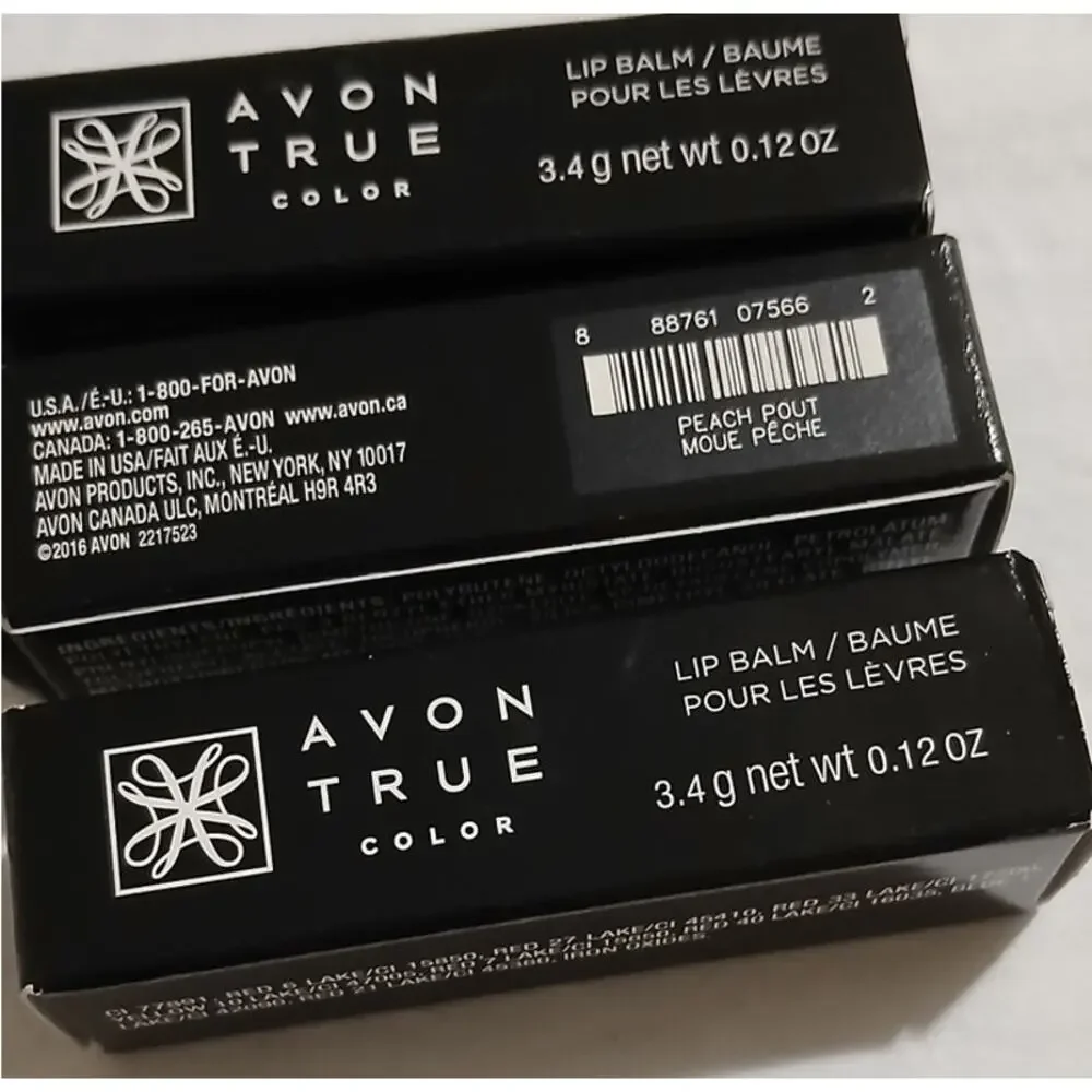 Set of 3 - AVON TRUE COLOR - PEACH POUT - NIB LIP BALM Made in the USA